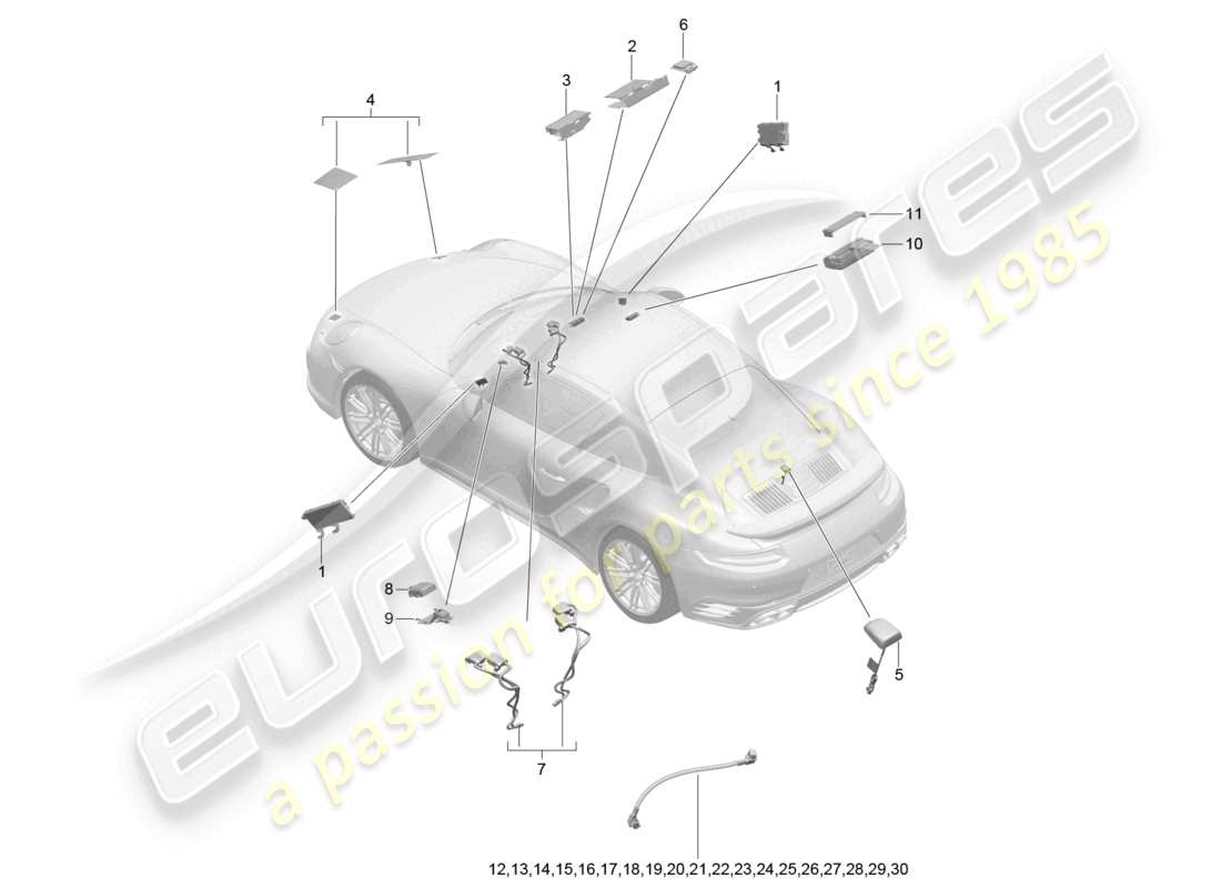 a part diagram from the porsche 991 parts catalogue