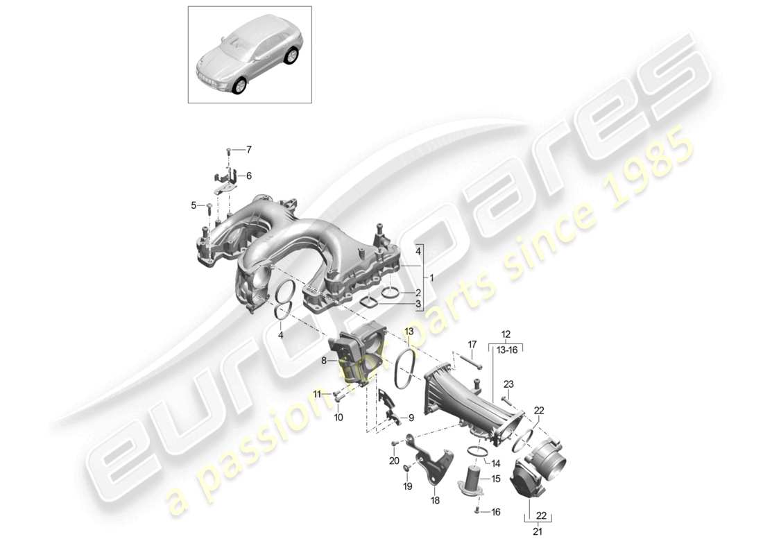 VIEW PARTS DIAGRAMS FROM THE PORSCHE MACAN PARTS CATALOGUE a part diagram from the porsche macan parts catalogue