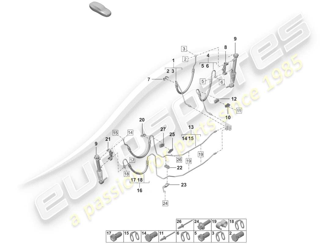 a part diagram from the porsche 992 parts catalogue