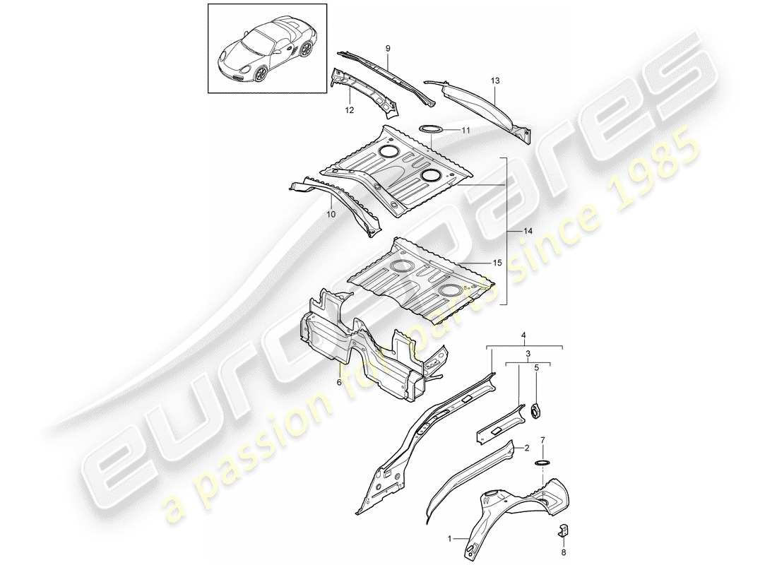 a part diagram from the porsche 2009 (987 boxster) parts catalogue