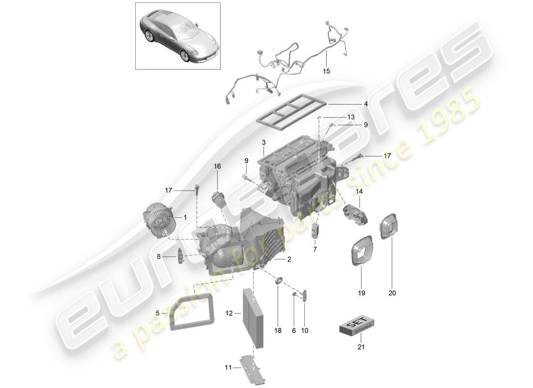 VIEW PARTS DIAGRAMS FROM THE PORSCHE 991 PARTS CATALOGUE a part diagram from the porsche 991 parts catalogue
