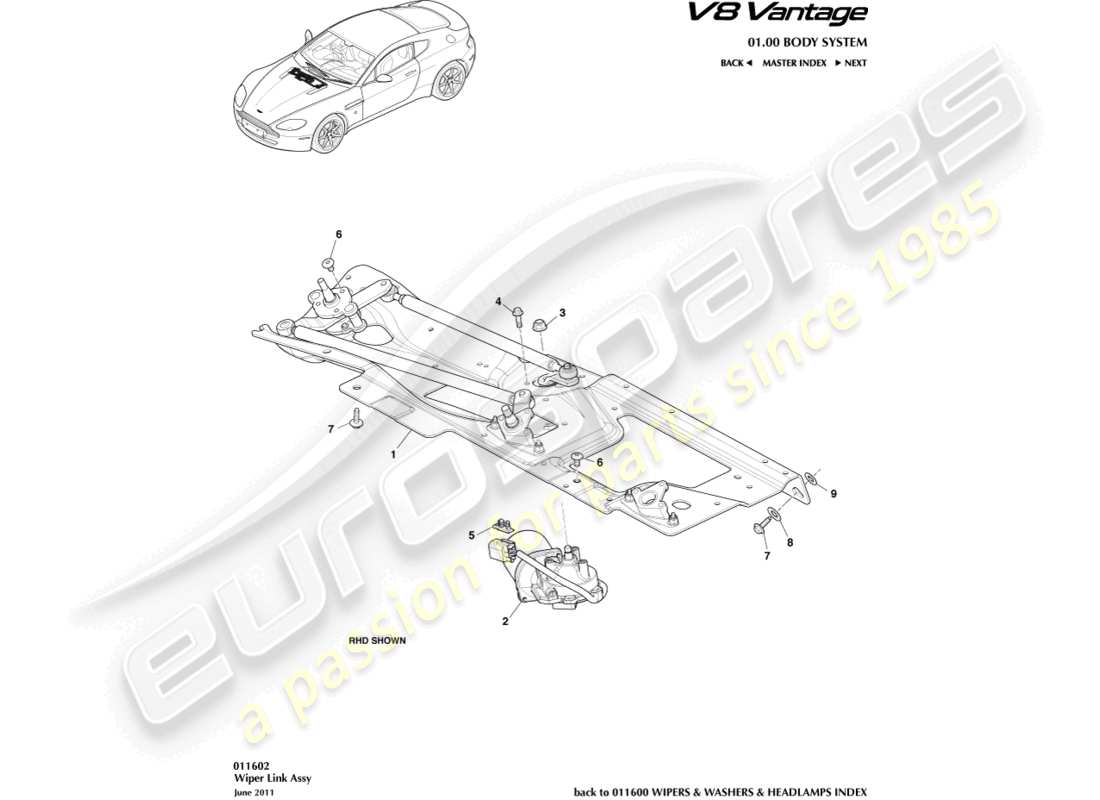 a part diagram from the aston martin v8 vantage (2008) parts catalogue