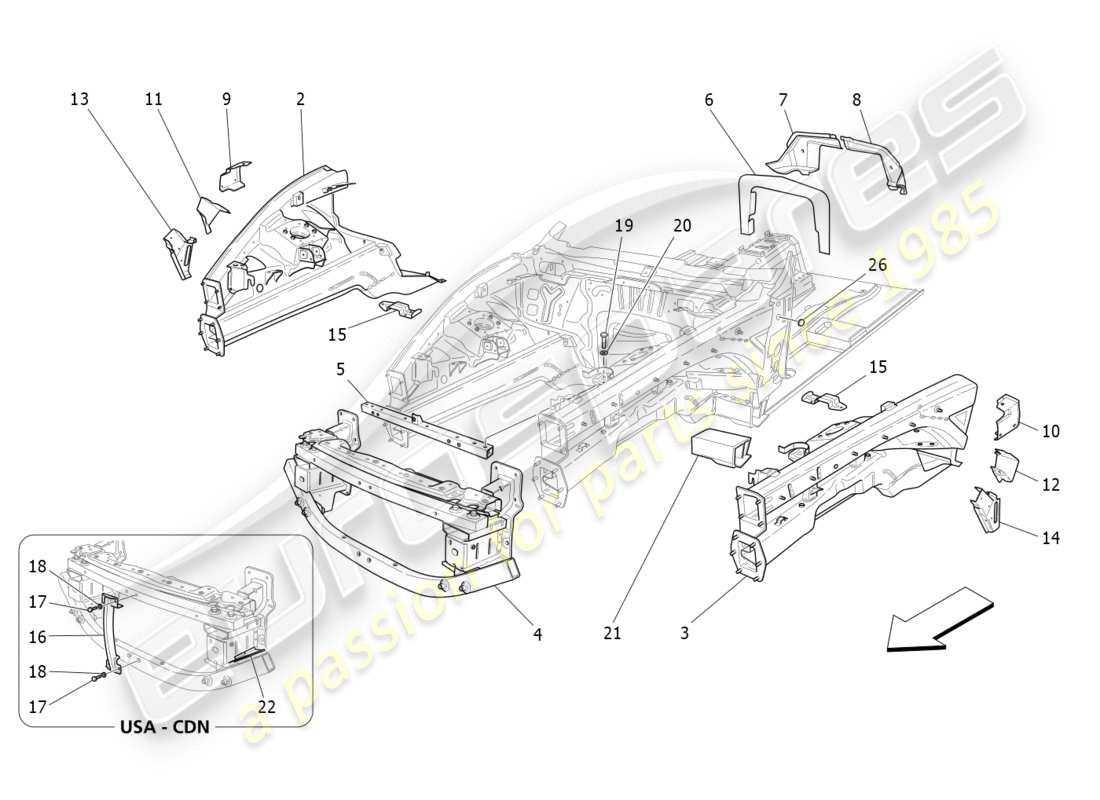 a part diagram from the maserati granturismo (2010) parts catalogue