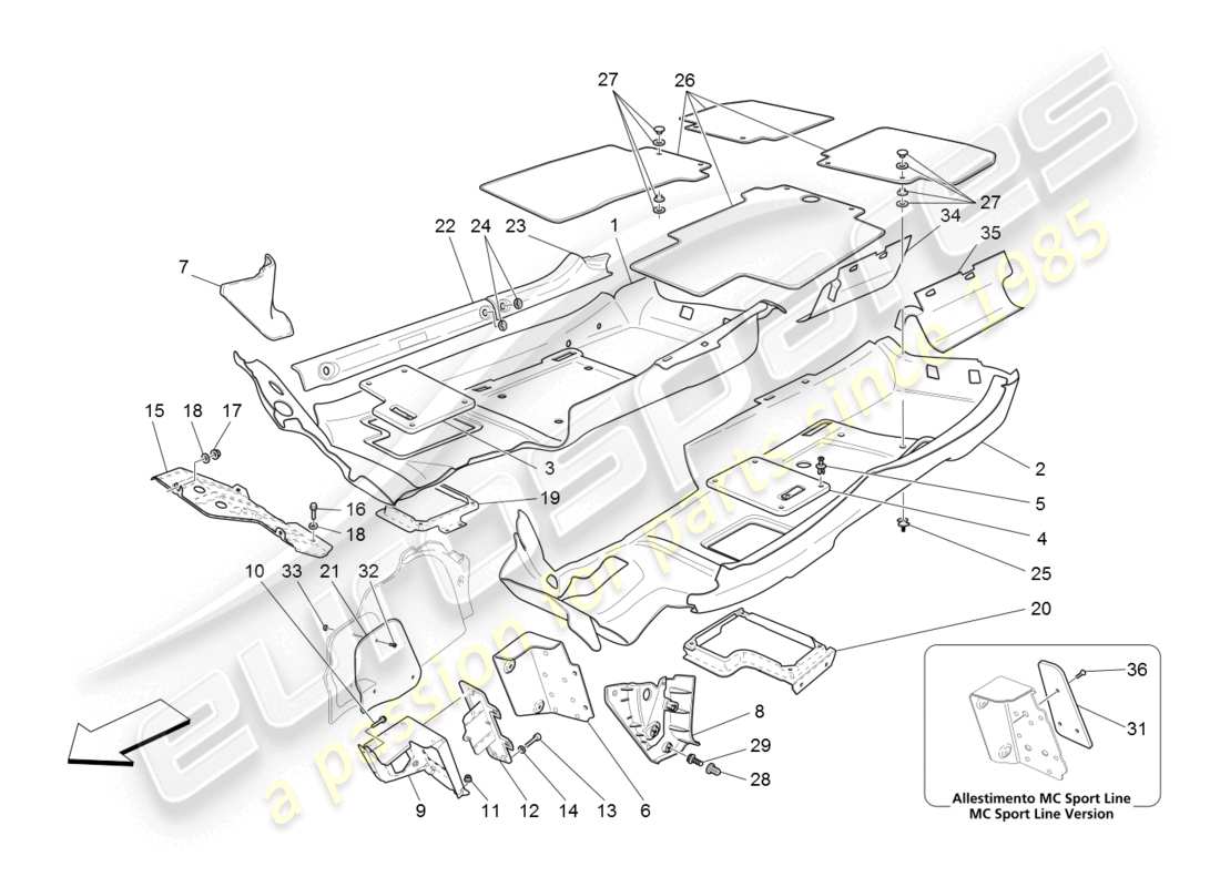 a part diagram from the maserati granturismo (2008) parts catalogue
