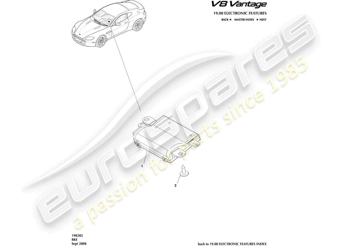 a part diagram from the aston martin v8 vantage (2015) parts catalogue