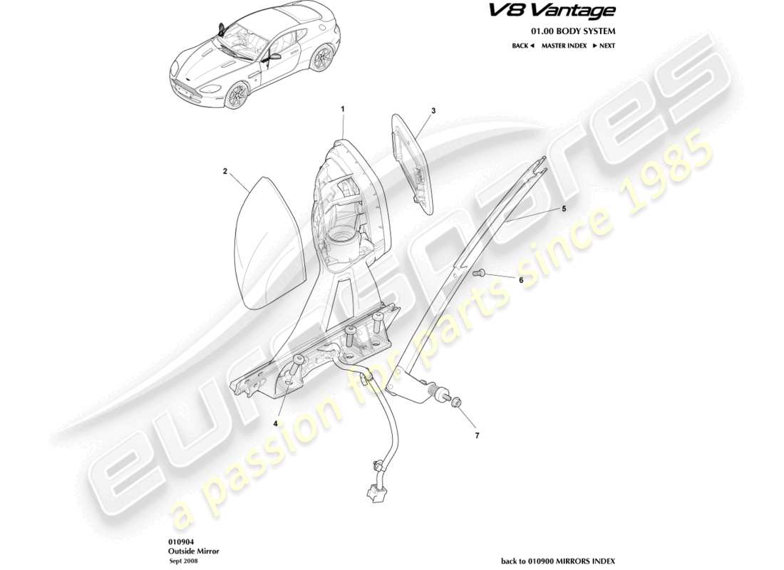 a part diagram from the Aston Martin V8 Vantage (2006) parts catalogue