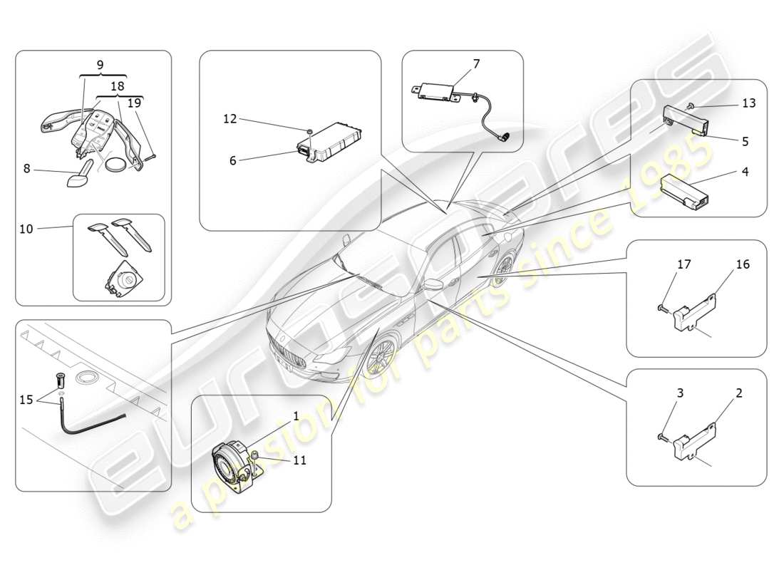 a part diagram from the maserati qtp 3.0 tds v6 275hp (2015) parts catalogue