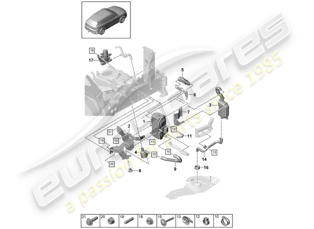 porsche cayenne e3 (2018) additional heater parts diagram
