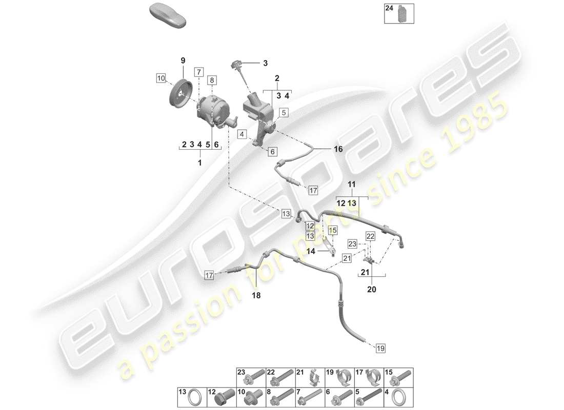 porsche 2019 (992-1) hydraulic pump parts diagram