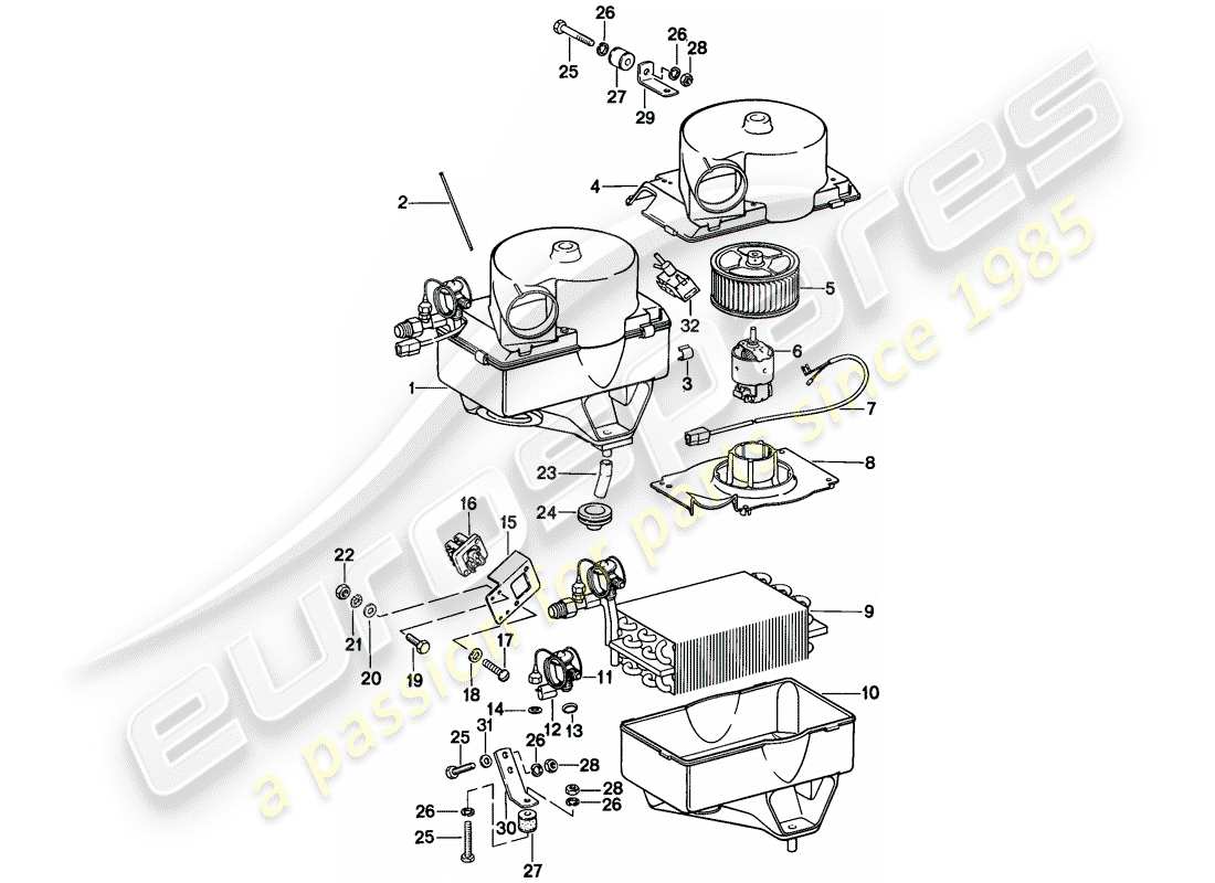 porsche 1986 (924s) air conditioner part diagram