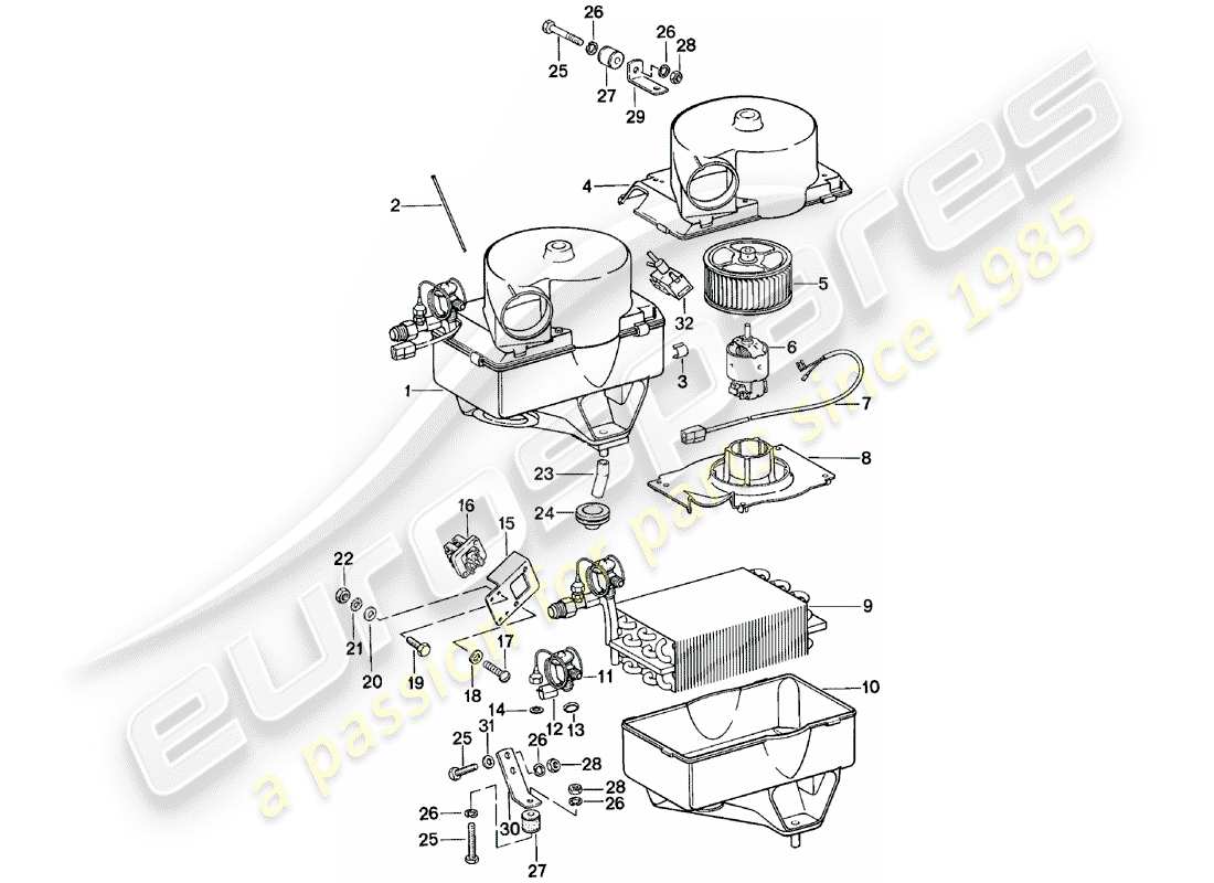 porsche 1985 (924) air conditioner parts diagram