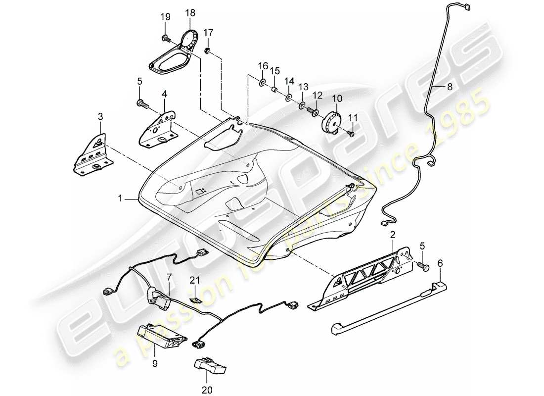 porsche 2007 (997-1 gt3) seat parts diagram