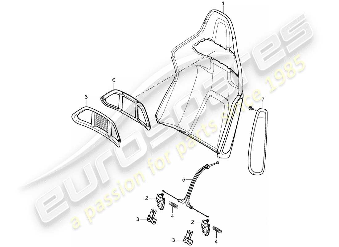 porsche 2008 (997-1 gt3) backrest shell part diagram
