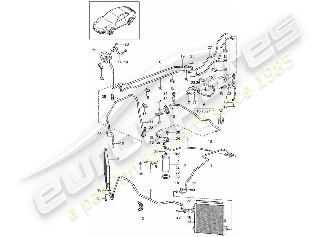 porsche 2008 (997-1) refrigerant circuit parts diagram