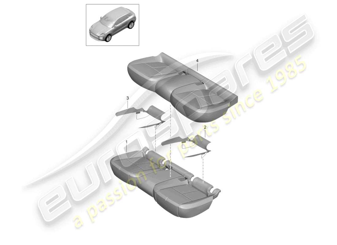 porsche 2020 (macan) foam part seat covers standard seat comfort seat part diagram