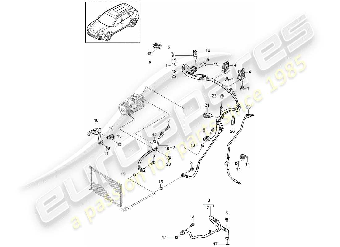 porsche 2018 (cayenne e2 92a) refrigerant circuit parts diagram
