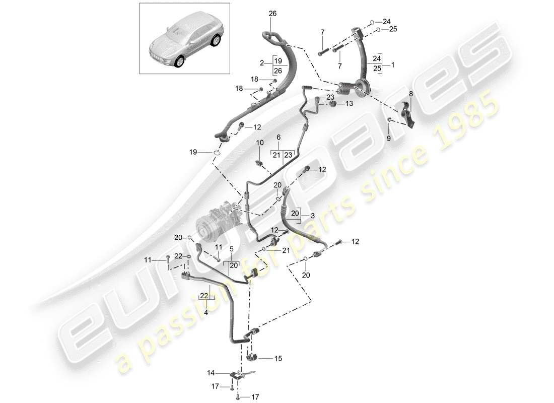 porsche 2018 (macan) refrigerant circuit parts diagram