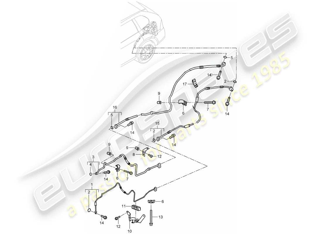 porsche cayenne (2009) refrigerant circuit part diagram