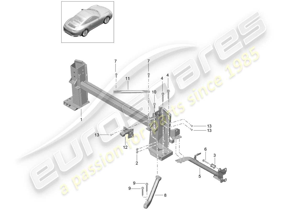 porsche 2019 (991-2) retaining frame part diagram