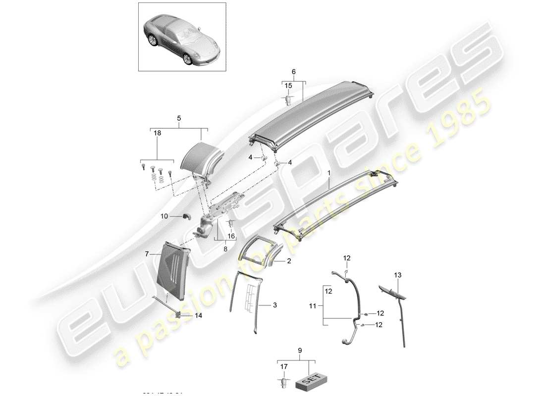 porsche 2019 (991-2) trim part diagram