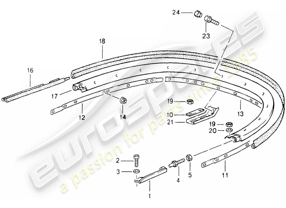 porsche 964 (1992) convertible top - bracket - single parts part diagram