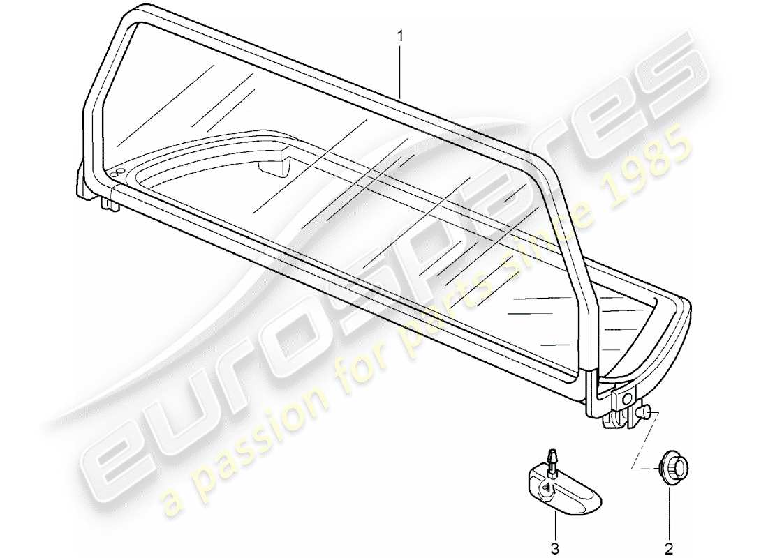 porsche 2008 (997-1) windscreen part diagram