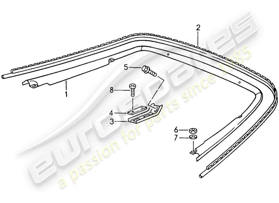 porsche 1995 (993) fasteners - bracket - sealing strip part diagram