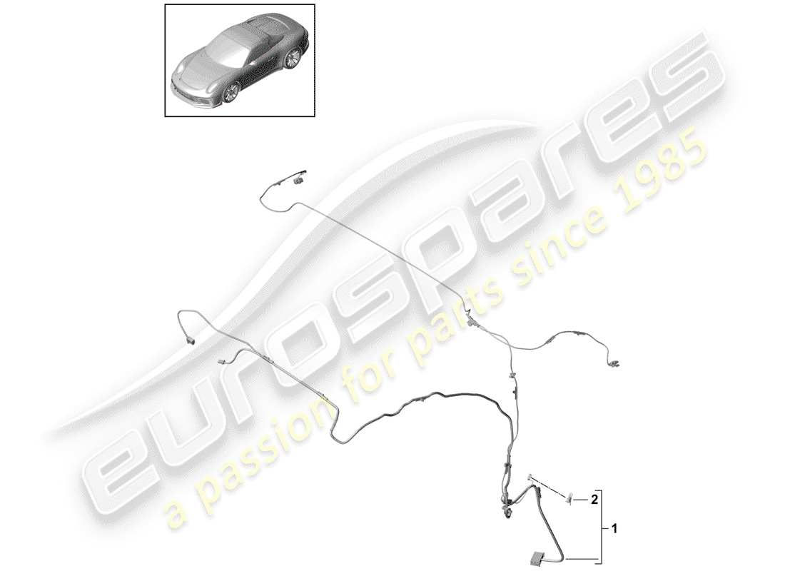 porsche 991r/gt3/rs (2014) harness for convertible parts diagram