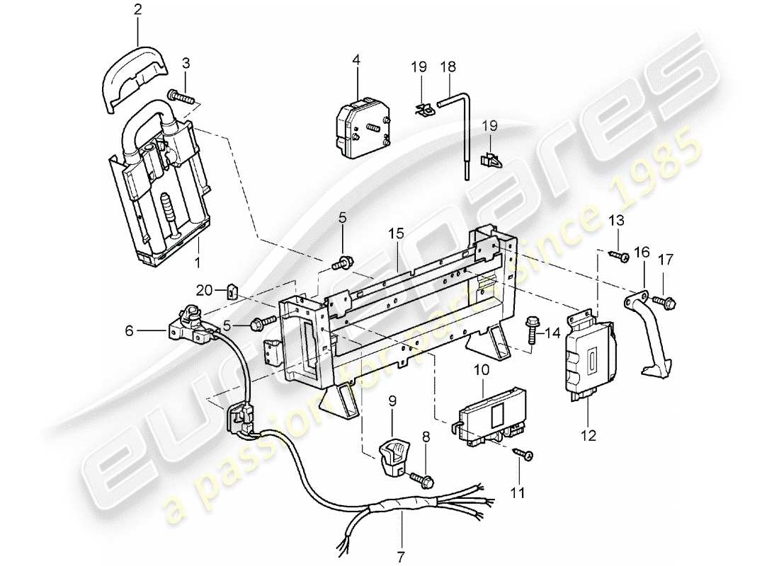 porsche 2000 (996) roll bar part diagram