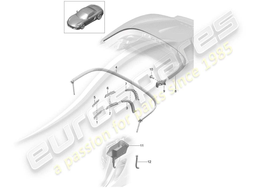 porsche 2012 (981 boxster) convertible top part diagram