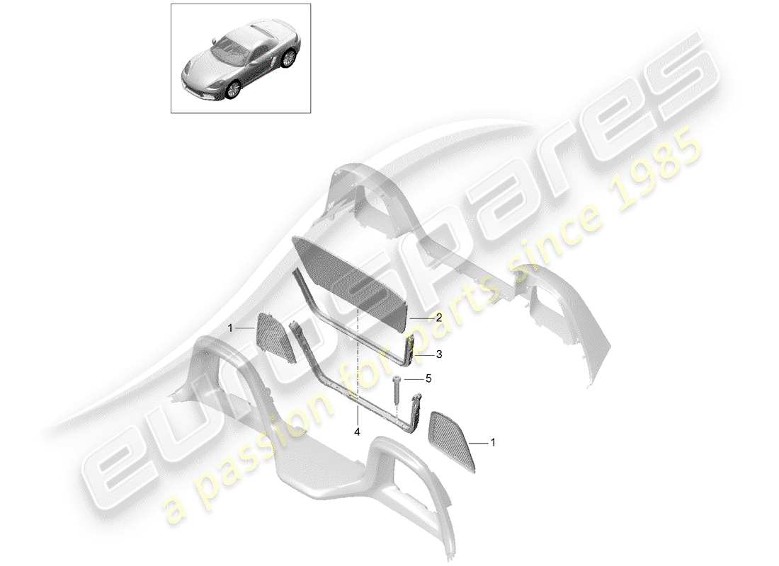 porsche 2019 (718 boxster) windscreen part diagram