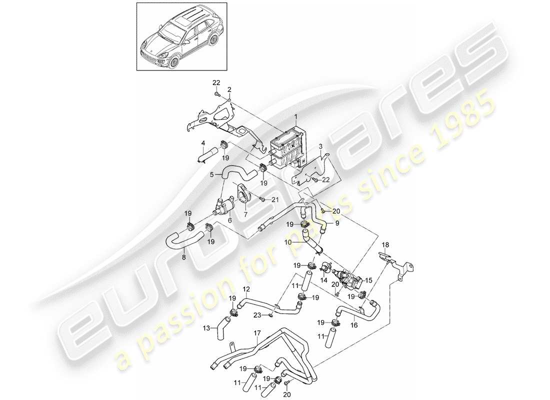 porsche 2012 (cayenne e2 92a) heater part diagram