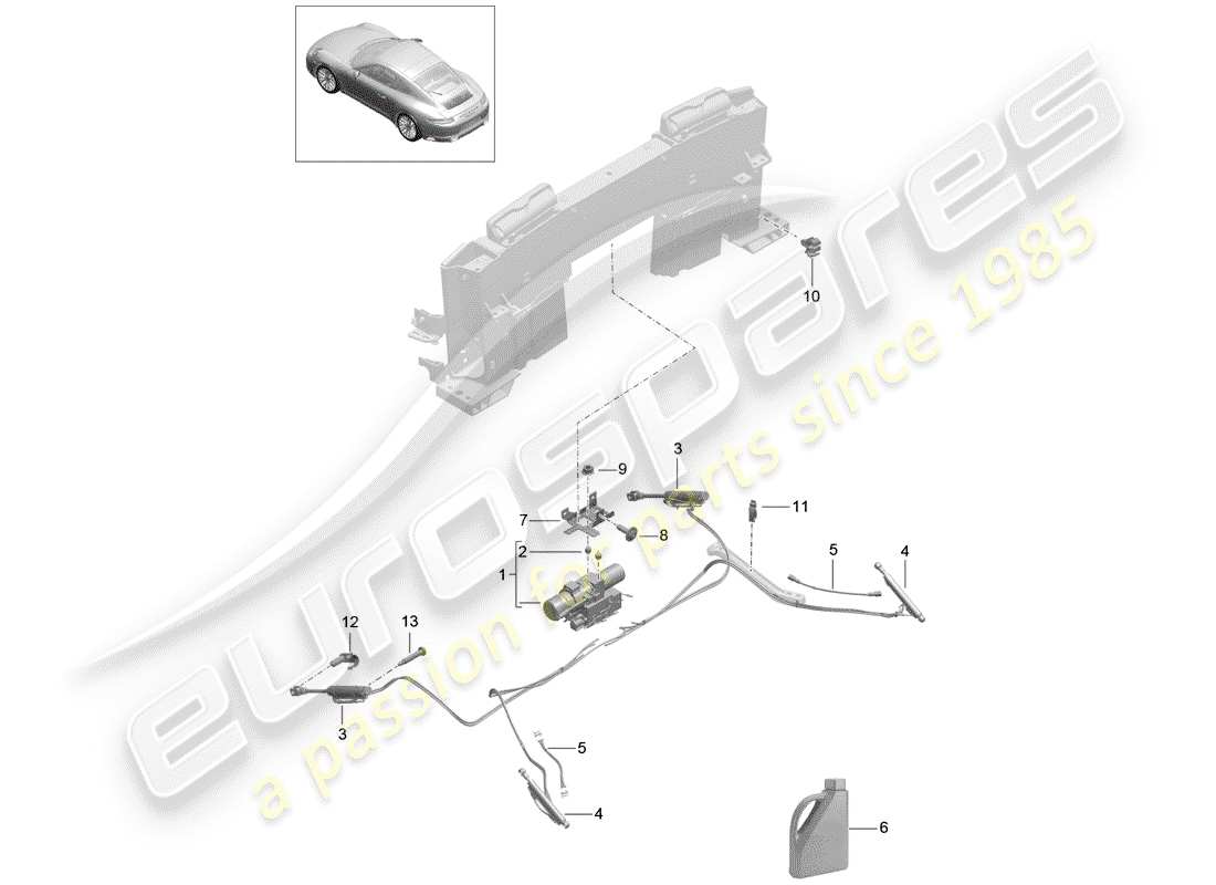 porsche 2020 (991-2) top stowage box part diagram
