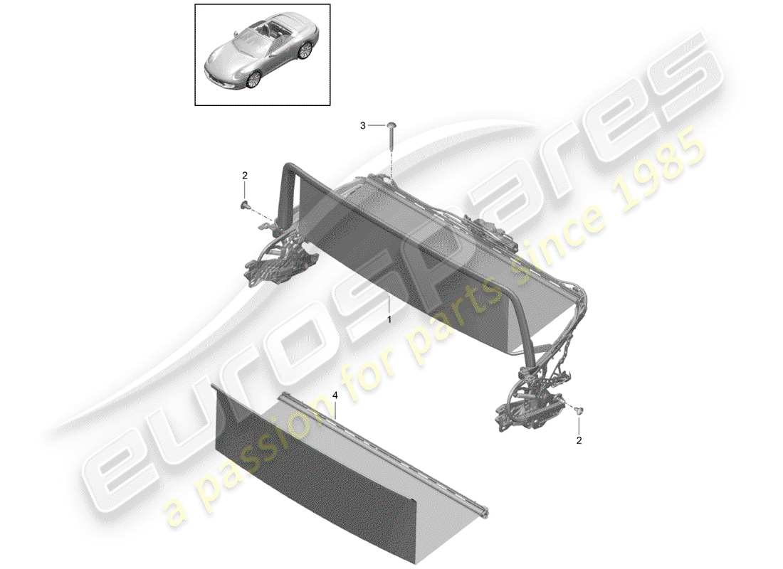 porsche 2020 (991-2) windscreen part diagram