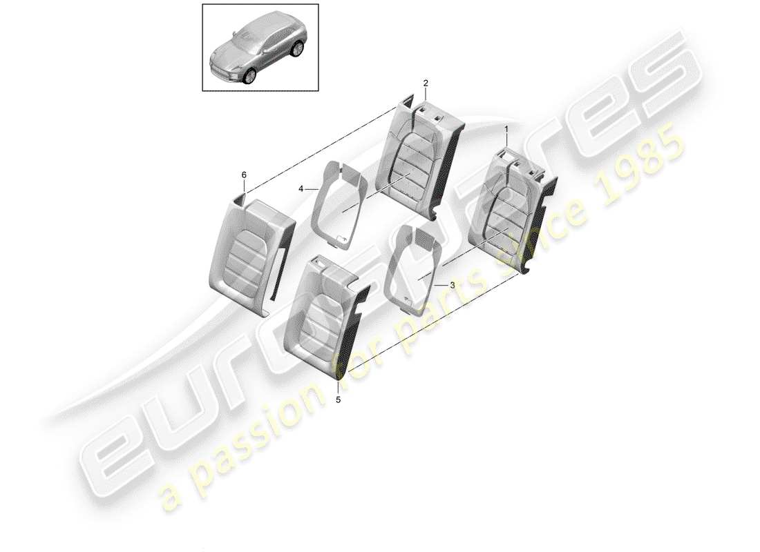 porsche 2020 (macan) foam part part diagram