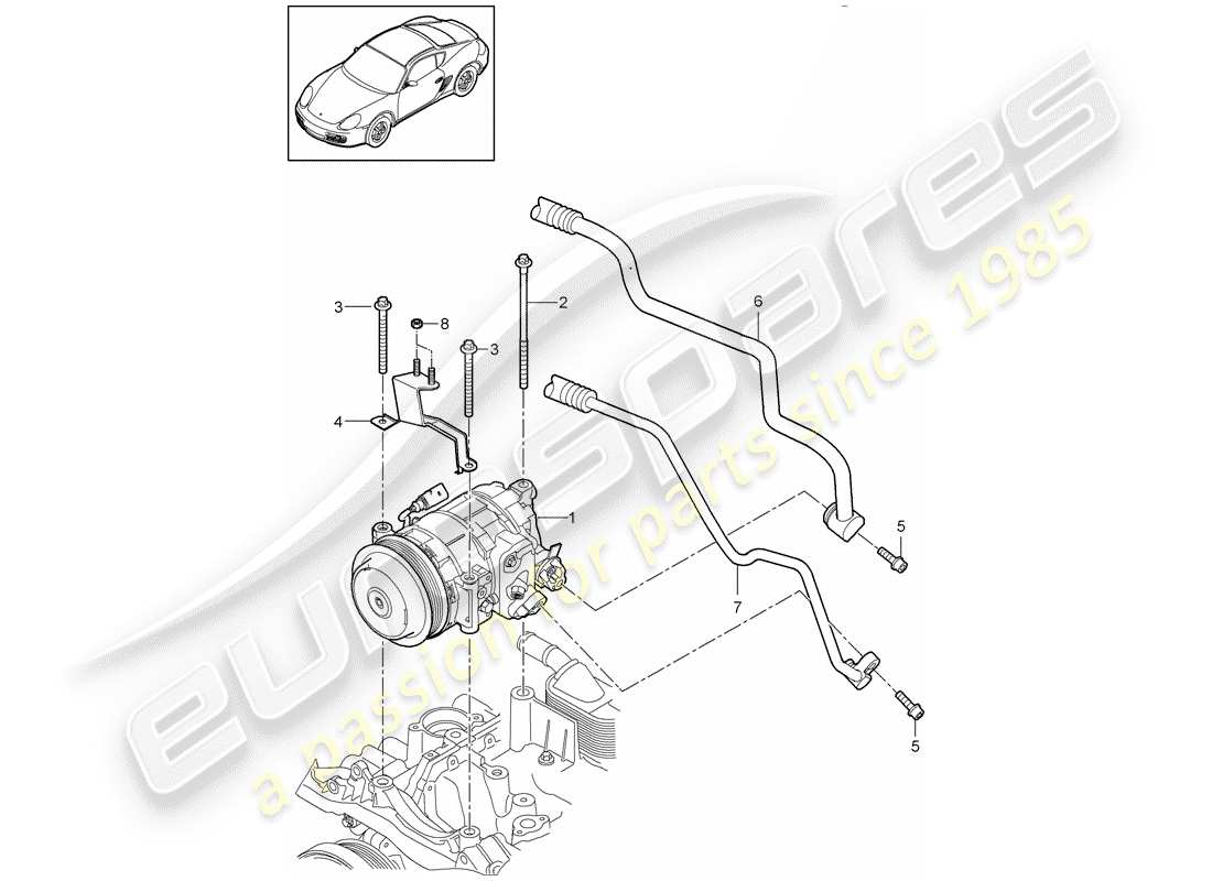 porsche 2010 (987 cayman) compressor part diagram