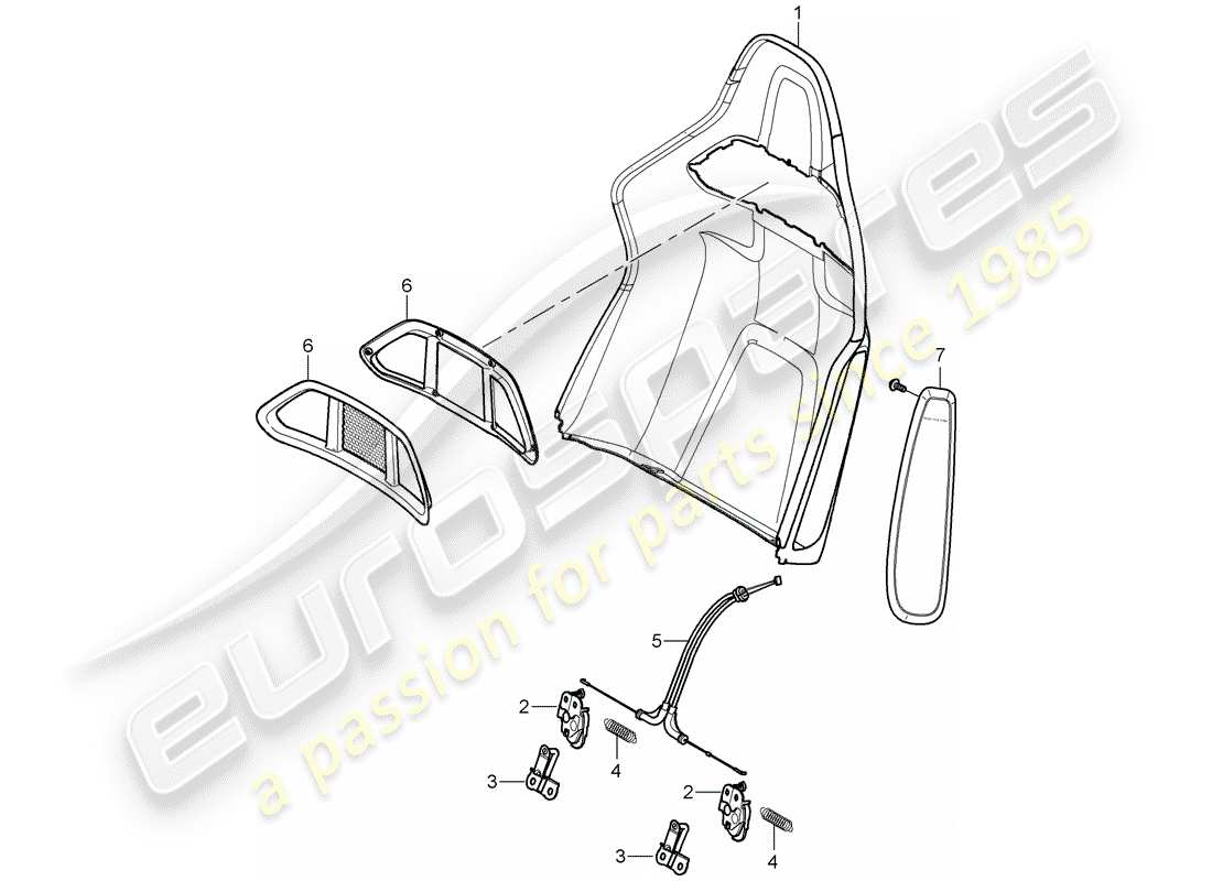 porsche 2006 (997-1) backrest shell part diagram