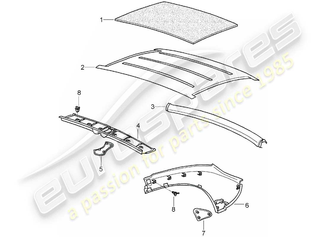 porsche 2006 (987 boxster) hardtop part diagram