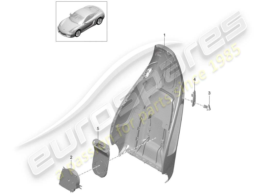porsche 2014 (981 cayman) backrest shell part diagram