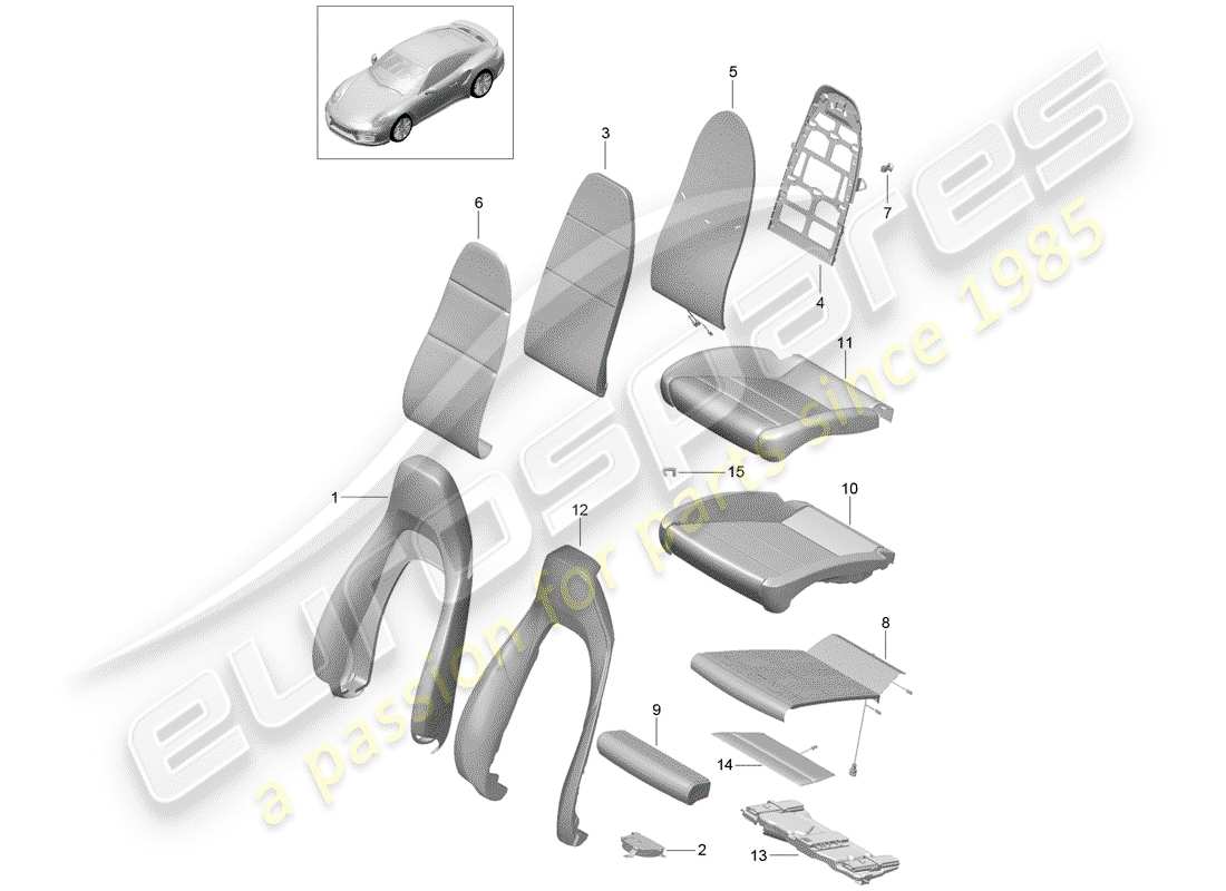 porsche 2019 (991-2 turbo) foam part part diagram