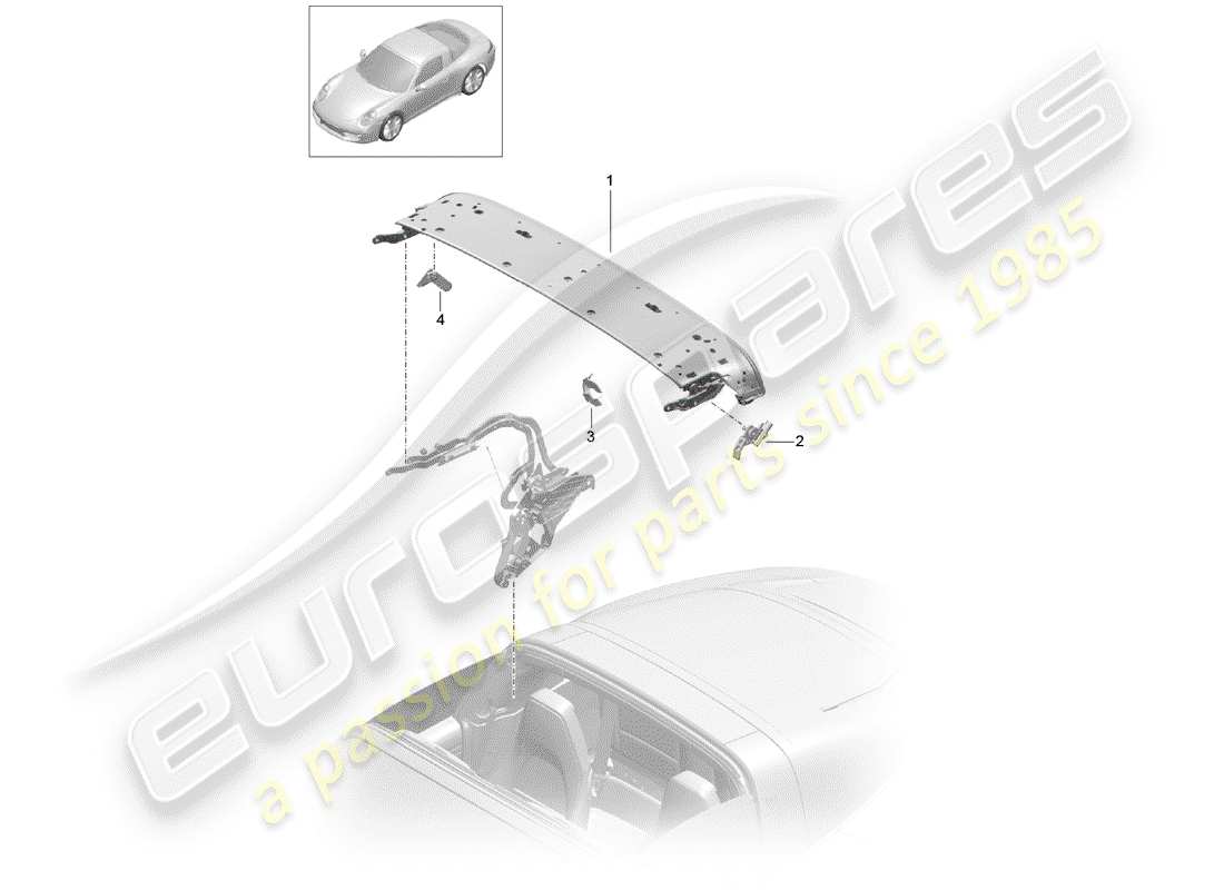 porsche 2020 (991-2) top frame part diagram