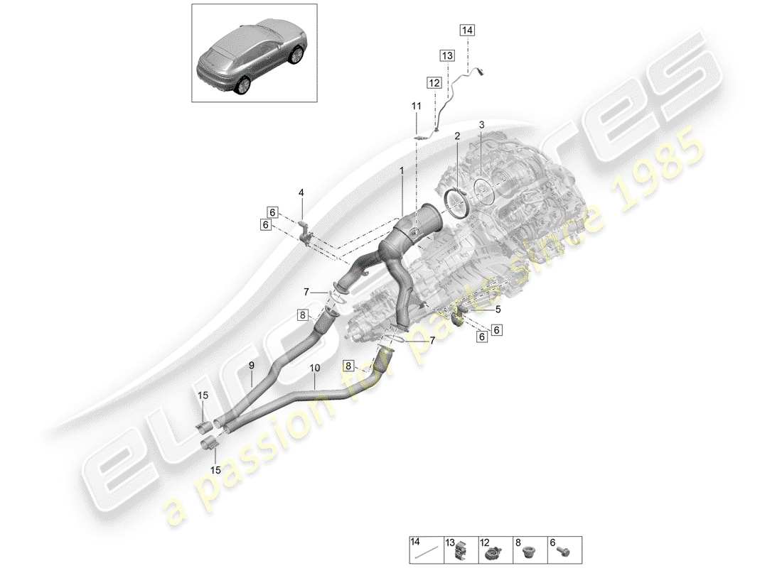 porsche 2019 (macan) catalyst part diagram