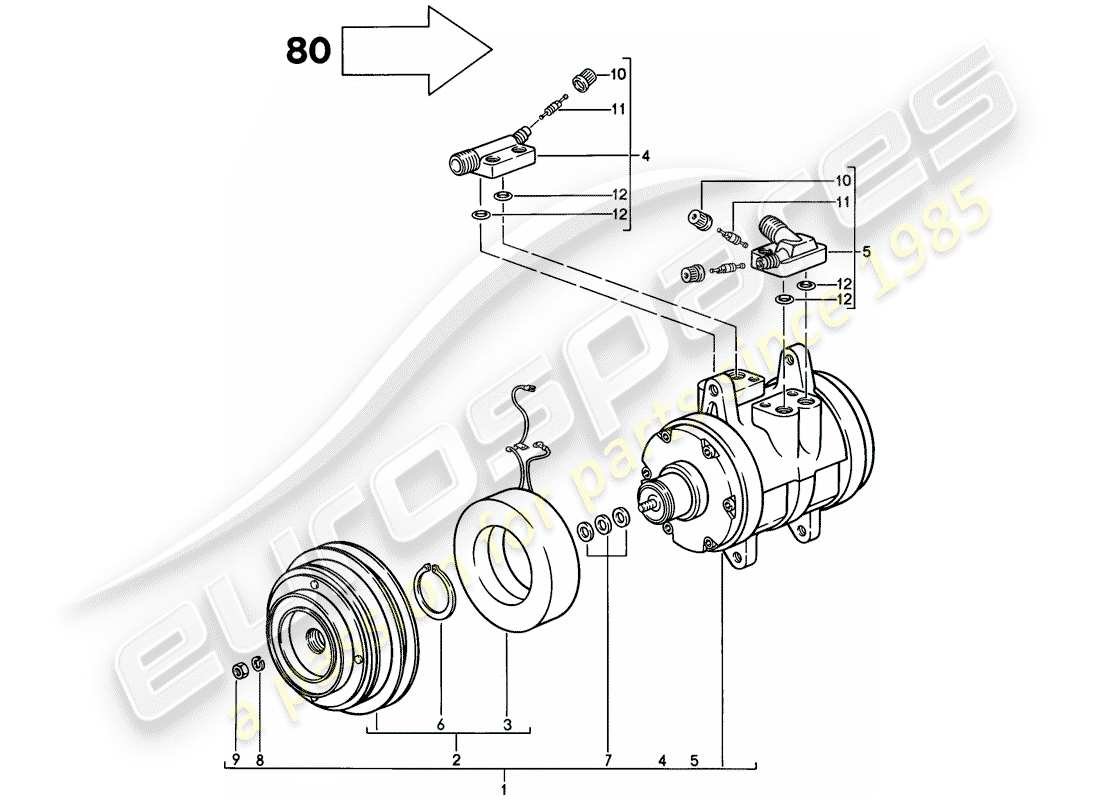 porsche 1982 (928) compressor - d - mj 1980>> part diagram