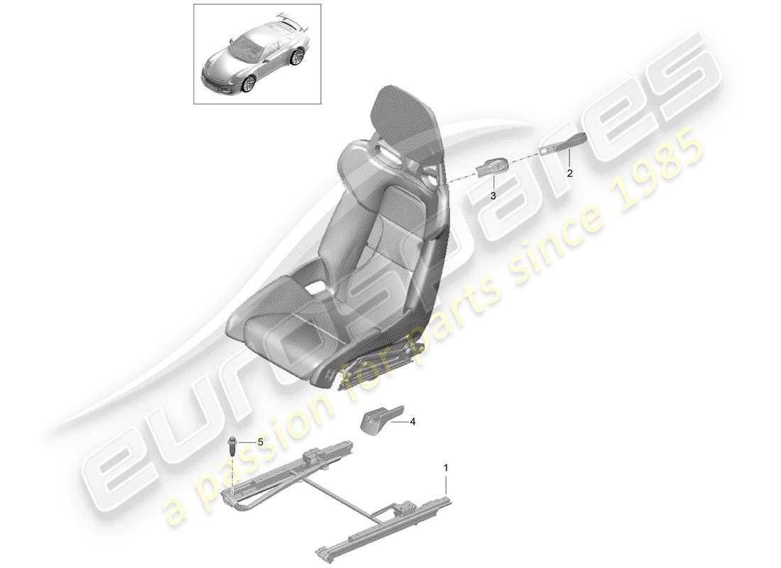 porsche 991r/gt3/rs (2015) seat part diagram