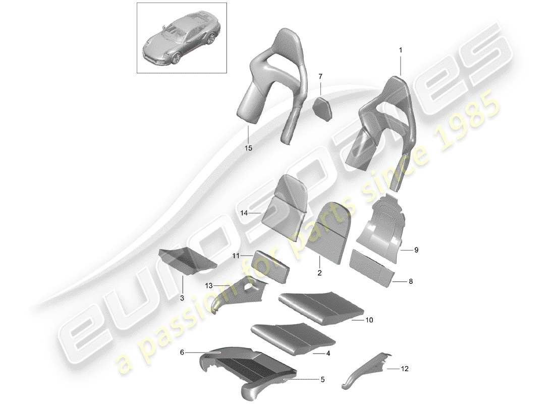 porsche 2020 (991-2 turbo) foam part part diagram