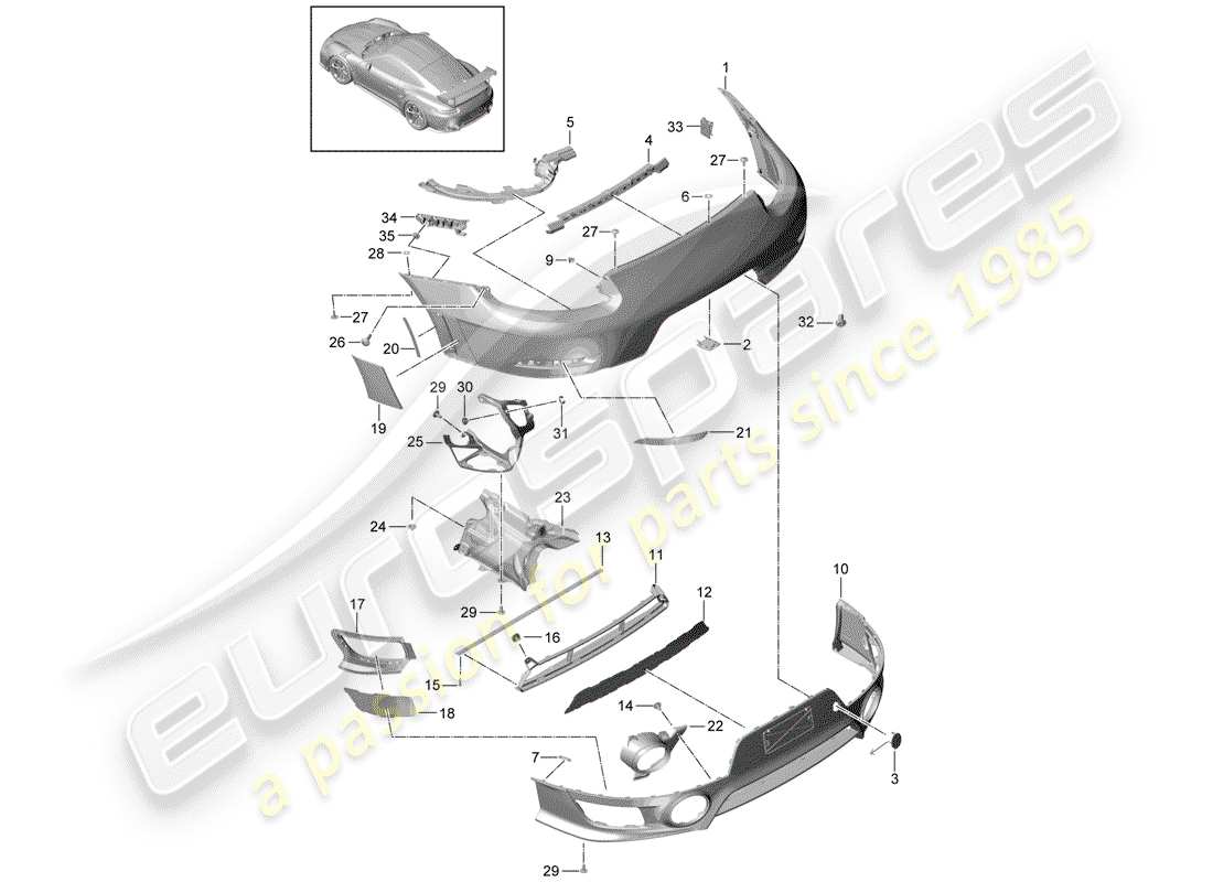 porsche 2020 (991-2 turbo) bumper part diagram