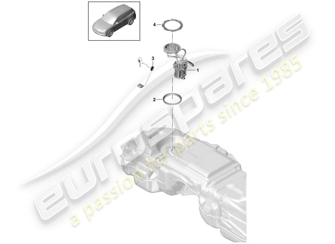 porsche cayenne e3 (2018) fuel tank parts diagram