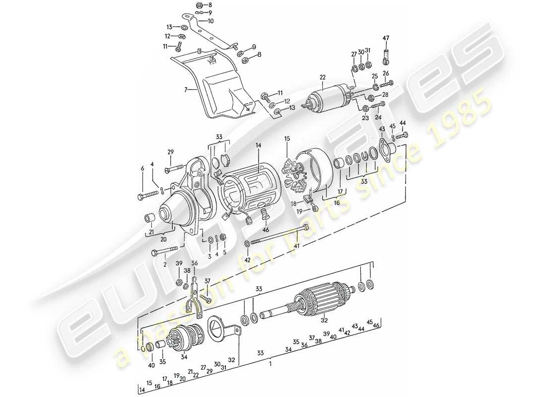 porsche 1977 (924) starter parts diagram