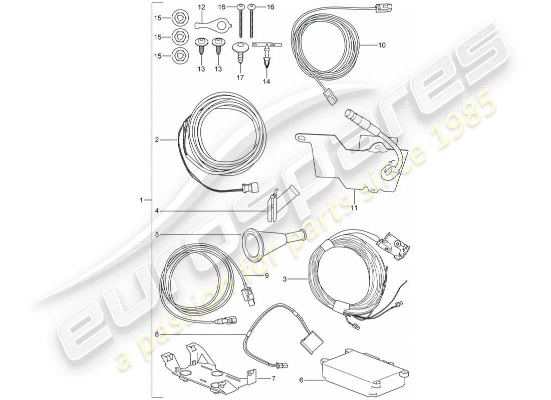 porsche 2008 (tequipment cayenne) installation kit part diagram