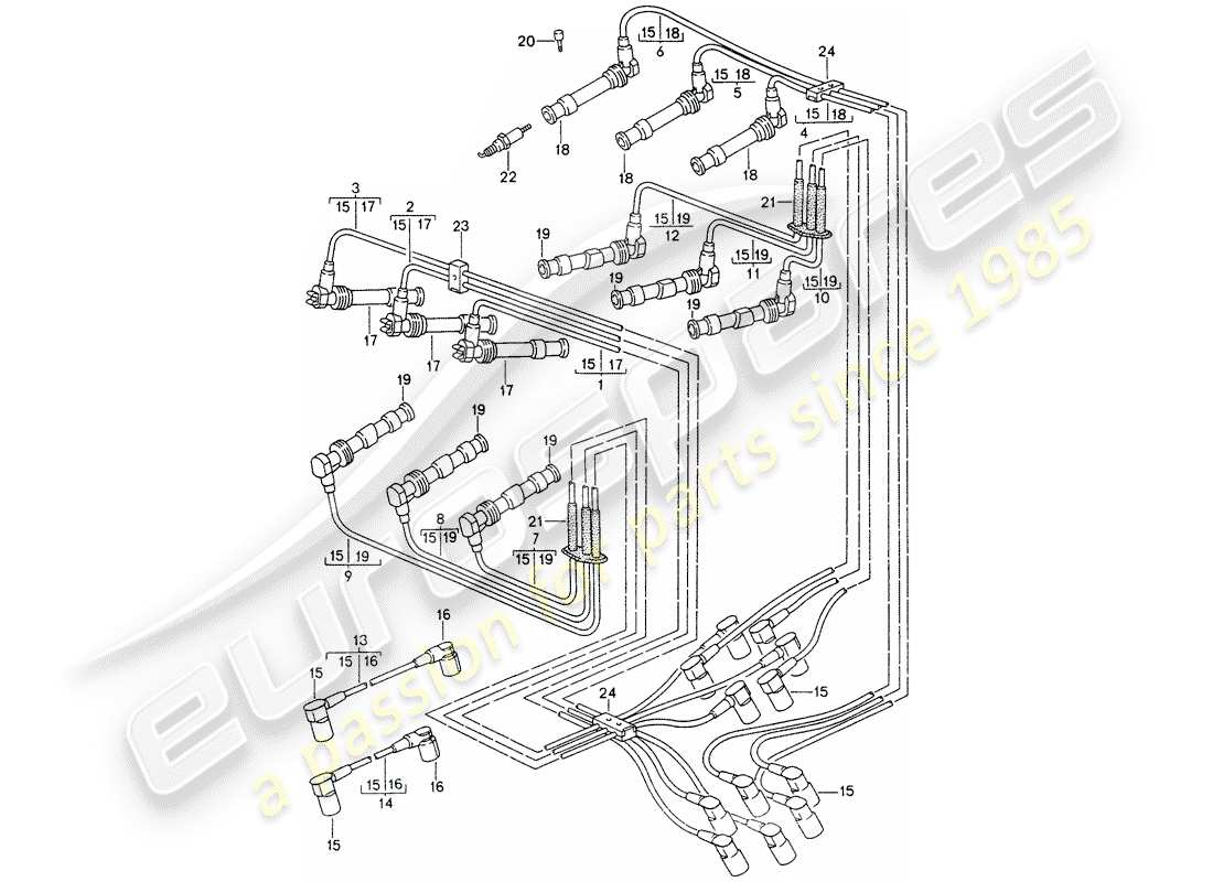 porsche 1996 (993) engine electrics 2 part diagram